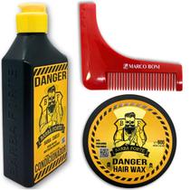 Kit Barba e Cabelo Pro Cera Condicionador e Pente Alinhador