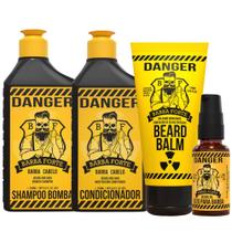 Kit Barba Forte Shampoo + Condicionador + Beard Bálsamo + Oleo Danger 30ml