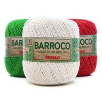 Kit Barbante Barroco MaxColor Brilho Natal nº 6 200g - 3 Cores