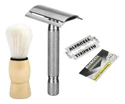 Kit Barbeador Com Pincel Aparelho De Barbear e Lâmina