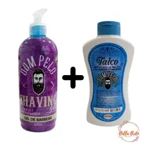 Kit Barbear Shaving Gel 500ML e Talco Mentolado Uso Diário OU Profissional