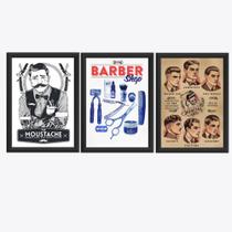 Kit Barbearia 3 Quadros Decorativos Barber Shop Arte