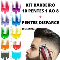 Kit Barbearia 8 Pentes + 2 Pentes De Disfarce Para Máquina!!