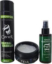 KIT Barbearia Shampoo Anti-Caspas + Tônico + Teia Cavier