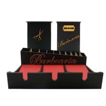 Kit Barbearia Suporte 3 Máquinas + Porta Tesouras e Descarte de Laminas