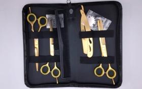 Kit Barbeiro 3 Tesouras Inox Cabelo Profissional+2 Pentes