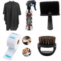 Kit Barbeiro Capa + Borrifador + Espanador + Golas + Escovinha Dedos Kit Barbeiro Capa + Borrifador + Espanador + Golas + Escovinha Dedos