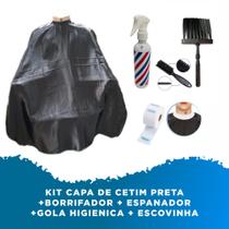 Kit Barbeiro Completo Capa Espanador Borrifador Escova Golas