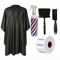 Kit Barbeiro Completo Capa Espanador Borrifador Escova Golas Kit Barbeiro Completo Capa Espanador Borrifador Escova Golas