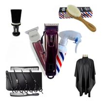 Kit Barbeiro Completo Kit Tesouras Máquinas Capa Borrifador Kit Barbeiro Completo Kit Tesouras Máquinas Capa Borrifador