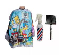 Kit Barbeiro De Quebrada Capa Para Cortar Cabelo Com Borrifador Pole e Espanador