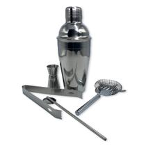 Kit Barbem 5un Coqueteleira 550ml Profissional Aço Inox Caipirinha comercio Bar Dosador Copo Separador Misturador Pinça