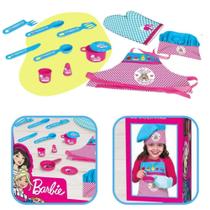 Kit Barbie Cozinha Mestre Cuca Luva + Touca + Avental Jogo