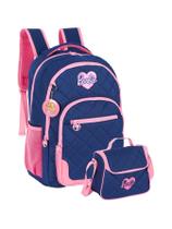 Kit Barbie Mochila Com Coração E Lancheira Térmica - Azul