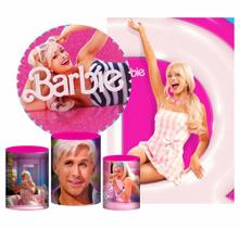 Kit Barbie Painel Redondo Trio Capas Retangular Tecido