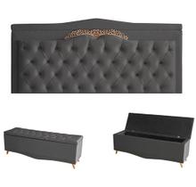 Kit Barcelona Cabeceira De Cama Painel e Calçadeira Baú Queen 160 Cm Suede Grafite Do Lar Móveis e Decoração Kit Barcelona Cabeceira De Cama Painel e Calçadeira Baú Queen 160 Cm Suede Grafite Do Lar Móveis e Decoração