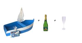 Kit Barco Oferendas Iemanja Especial 30Cm Com Cidra E Taça