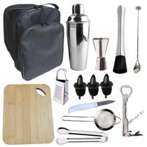 Kit Barman C/ Bolsa Colher Bailarina Coqueteleira 14peças C2 Kit Barman C/ Bolsa Colher Bailarina Coqueteleira 14peças C2