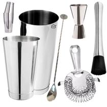 Kit Barman Colher Bailarina Coqueteleira Profissional 6pç B9 Kit Barman Colher Bailarina Coqueteleira Profissional 6pç B9
