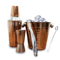 Kit Barman Martelado Cobre Inox 5 Peça