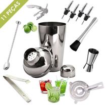 Kit Barman Profissional 11 Peças Inox Coqueteleira 500Ml