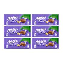 Kit Barra de Chocolate Importado Com Avelã Milka 100 G 6 Unidades
