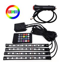 Kit Barra De LED Iluminação RGB Para Carro Com Controle E Sensor Rítmico LEDVLX