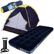 Kit Barraca 3 Pessoas Colchão Inflavel Solteiro E Bomba Ar