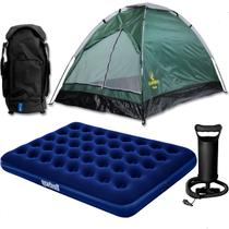 Kit Barraca 3P Guepardo + Colchão Casal Bestway + Bomba + Mochila Preta