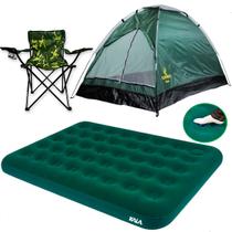 Kit Barraca Camping 2 e 3 Pessoas + Colchão Casal + Cadeira