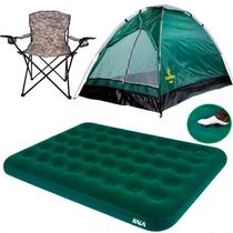 Kit Barraca Camping 2 E 3 Pessoas + Colchão Casal + Cadeira