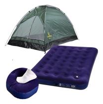 Kit Barraca Camping 3 Lugares C/ Colchão Casal Acampamento
