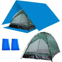 Kit Barraca Camping 3 Pessoas Ntk + 2 Lonas 3x3 Metros Toldo