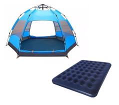 Kit barraca camping 5-8 pessoas + colchão casal inflável - OMEGA