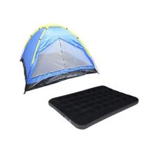 Kit Barraca Camping Acampamento Praia 4 pessoas Colchão Inflável Casal Comfort até 300Kg