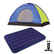 Kit Barraca Camping + Colchão Inflável Casal + Bomba de Ar