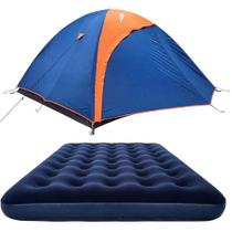 Kit Barraca Camping Com Avanço Nautika Falcon 2 Pessoas + Colchão Casal Inflável