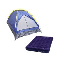 Kit Barraca Camping Iglu p/ 2 Pessoas Colchão Inflável Casal c/ Inflador tipo Fole