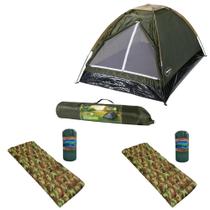 Kit Barraca Camping Mor Iglu Verde 2 Pessoas + 2 Colchonetes Acampar Tenda Pesca Viagem Praia Trilha
