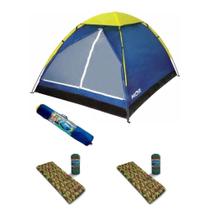 Kit Barraca Iglu 2 Pessoas + 2 Colchonete Acampar Tenda Acampamento Viagem Pescar Praia Motohome Dormir Brincar