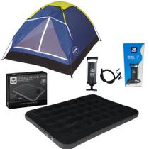 Kit Barraca Iglu 2 Pessoas Mor + Colchão Casal Bel e Bomba de Ar Manual