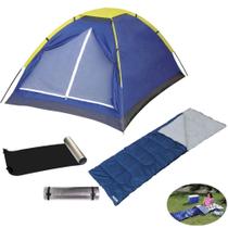 Kit Barraca Iglu 2 Pessoas + Saco de Dormir Envelope Azul 4 C + Isolante Termico