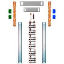 Kit Barramento Bifásico Isolado 150A para 70 Circuitos com Placa de Policarbonato