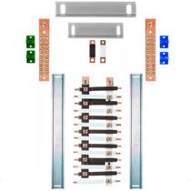 Kit Barramento Bifásico Isolado 225A para 28 Circuitos com Placa de Policarbonato
