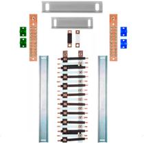 Kit Barramento Bifásico Isolado 225A para 38 Circuitos com Placa de Policarbonato