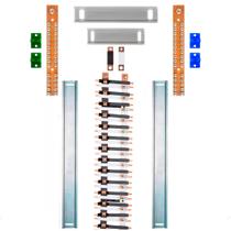 Kit Barramento Bifásico Isolado 225A para 54 Circuitos com Placa de Policarbonato