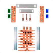 Kit Barramento Trifásico 80A para 16 Circuitos com Placa de Policarbonato