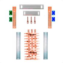 Kit Barramento Trifásico 80A para 22 Circuitos com Placa de Policarbonato