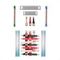 Kit Barramento Trifásico Isolado 100A para 14 Circuitos com Placa de Policarbonato