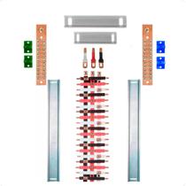Kit Barramento Trifásico Isolado 100A para 38 Circuitos com Placa de Policarbonato Kit Barramento Trifásico Isolado 100A para 38 Circuitos com Placa de Policarbonato